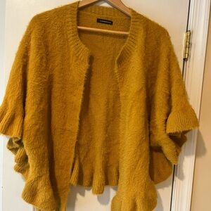 Cozy Mustard Yellow Open-Front Sweater poncho boho